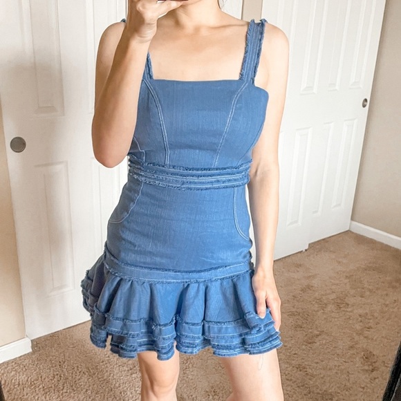 Alexis Denim Judith Dress Shell Blue Linen Sleeveless Mini S - Picture 7 of 14